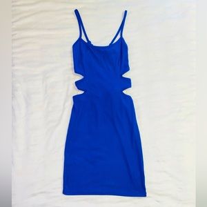 Ribbed Blue Cutout Dress